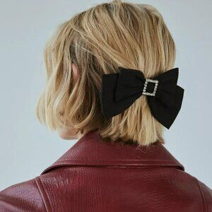 NWT Urban Outfitters Rhinestone Embellished Black Bow Hair Clip Barrette